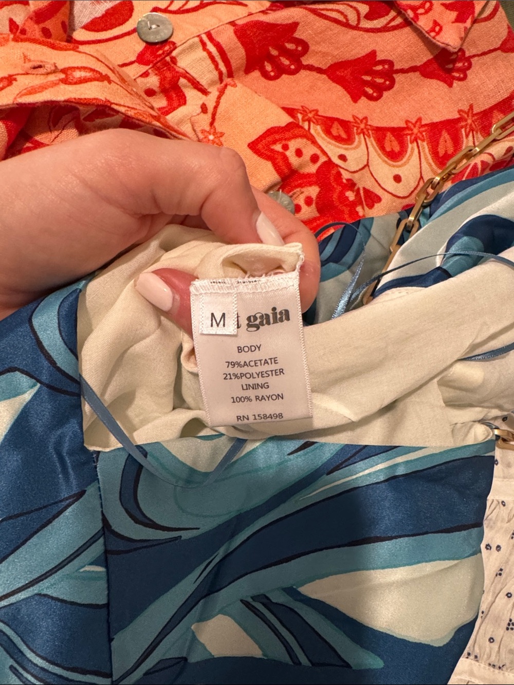 cult gaia Blue & Teal Abstract Print Silk Dress - Picture 4 of 4